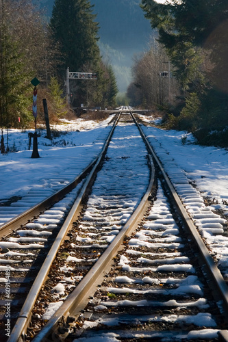 railroad tracks and snow