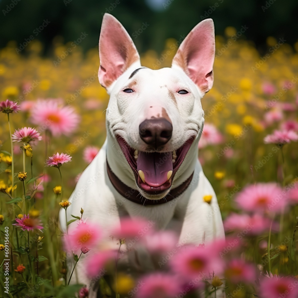 Adorable Bull Terrier Posing Playfully