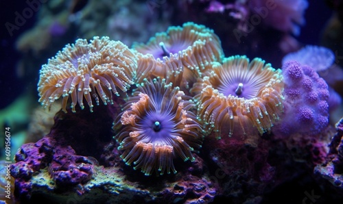  a group of sea anemones in a coral reef.  generative ai