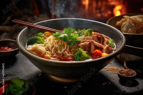 Tasty noodles with fresh vegetables