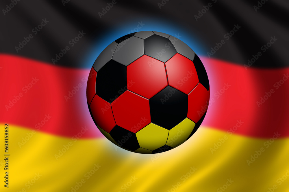 Soccer in Germany - soccer ball and flag of germany (flag out of focus) Soccer in Germany - soccer ball and flag of germany (flag out of focus)