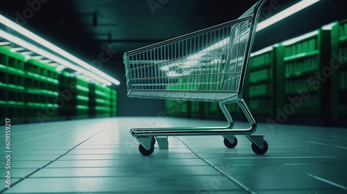 Wallpaper Mural Empty shopping cart in a supermarket.generative ai Torontodigital.ca