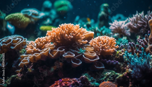 Colorful sea life thrives in underwater paradise generated by AI