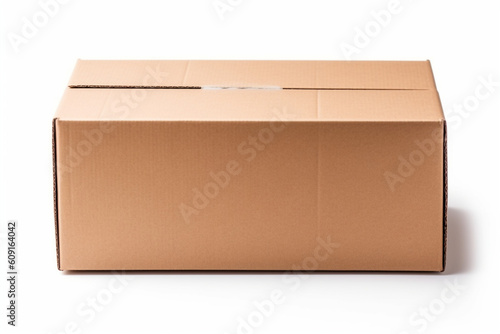 Blank closed carton box packaging isolated on white background. View above. Generative AI © Muhammad Shoaib