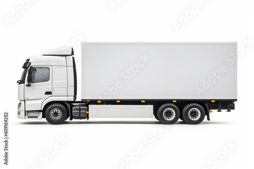 Transportation truck with blank copy space isolated on white. Generative AI © Muhammad Shoaib