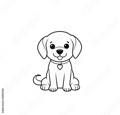 Vector illustration of a contour puppy on a white background