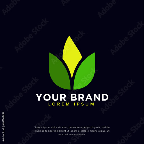 Vector leaves fade logo design template