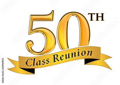 50th Class Reunion Anniversary Gold Banner Icon