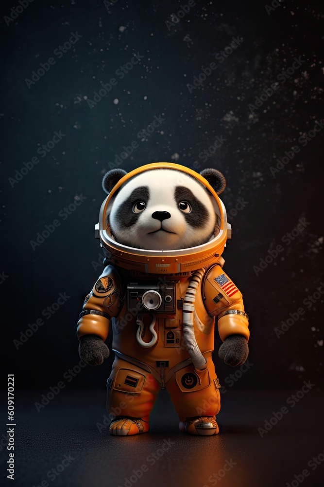 Adorable Astronaut Panda Tiny Marvel In Dramatic Cinematic Lighting 