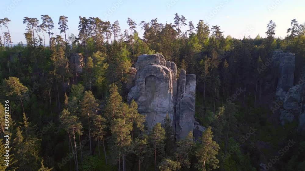 prachov rocks mountains bohemian paradise. Fabulous aerial top view flight drone prachov rocks mountains bohemian paradise. Fabulous aerial top view flight drone