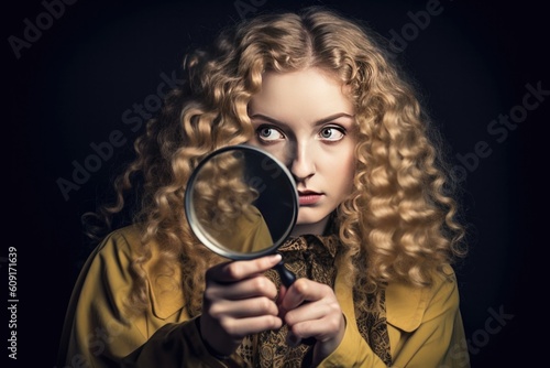 Woman Looking Through a Mag...