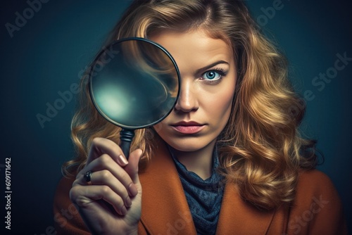 Woman Looking Through a Mag...