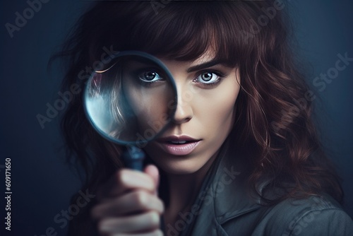 Woman Looking Through a Mag...