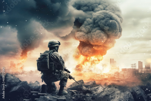 concept of modern war created with Generative AI technology