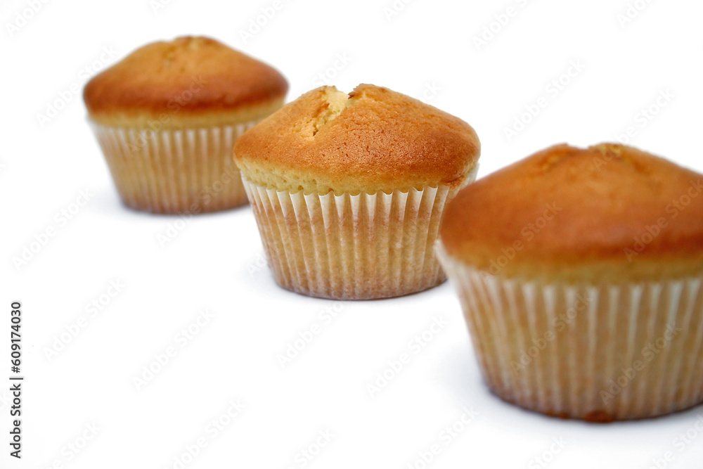 3 muffins in a row isolated 3 muffins in a row isolated