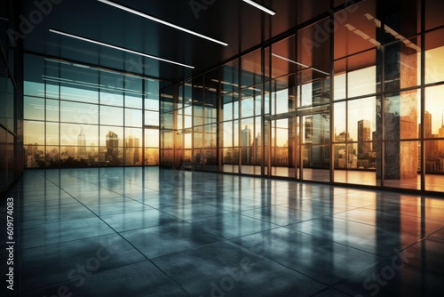 Futuristic modern glass corporate office. AI generated, human enhanced