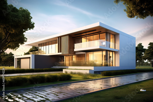 Modern & contemporary exterior home design 3d architecture © Jeremy