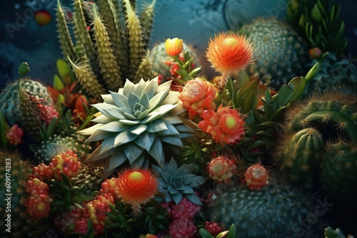 Beautiful cactus & succulent motif wallpaper