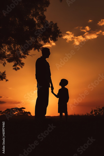 Father and son silhouette at sunset © Jeremy
