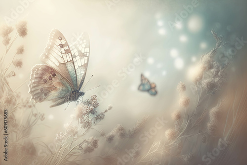 Butterfly Garden Inspirational wallpaper with copyspace © Zina Seletskaya