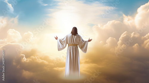 Jesus opening the skyes photo