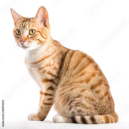 Pixie-Bob cat cat isolated on white background. Generative AI
