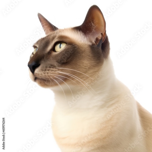 Siamese Modern cat cat isolated on white background. Generative AI