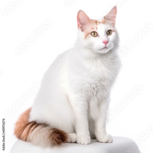 Turkish Van cat cat isolated on white background. Generative AI