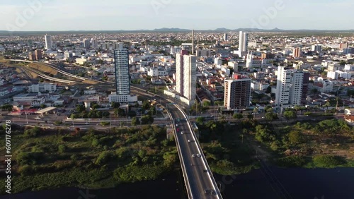 Sunset in a beautiful city by the São Francisco river with a beautiful bridge, Petrolina, Pernambuco