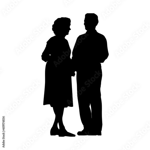Vector illustration. An elderly couple. Husband and wife. Pensioners. Aged people.