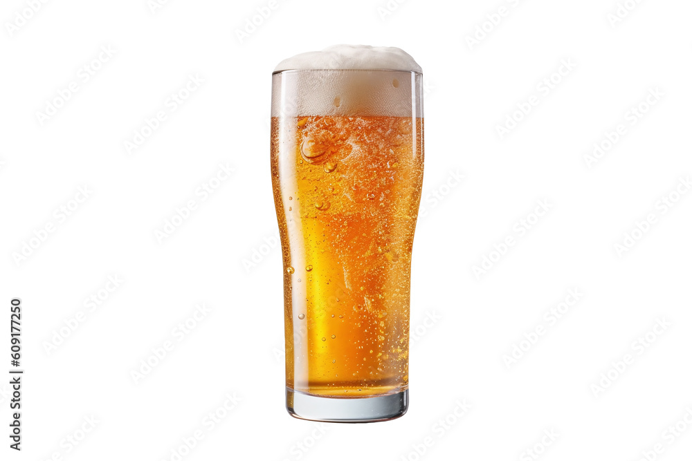 A glass of beer on a transparent background. Generative AI A glass of beer on a transparent background. Generative AI