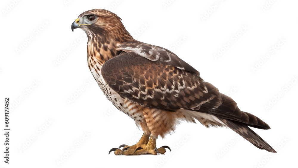 Hawk isolated on transparent background created with generative AI technology Hawk isolated on transparent background created with generative AI technology
