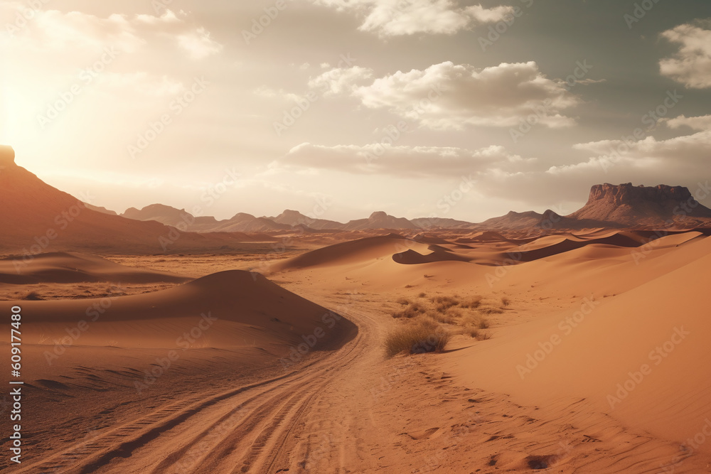 sunset in the desert. Generative AI
