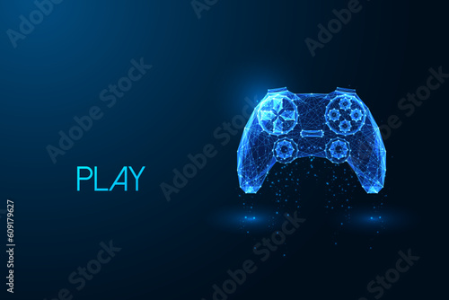 Gaming innovation, gamification, immersive experience future concept with game controller, joystick