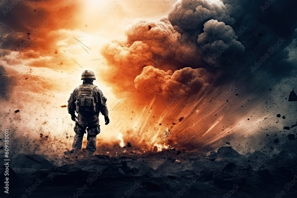 Fototapeta premium concept of modern war created with Generative AI technology