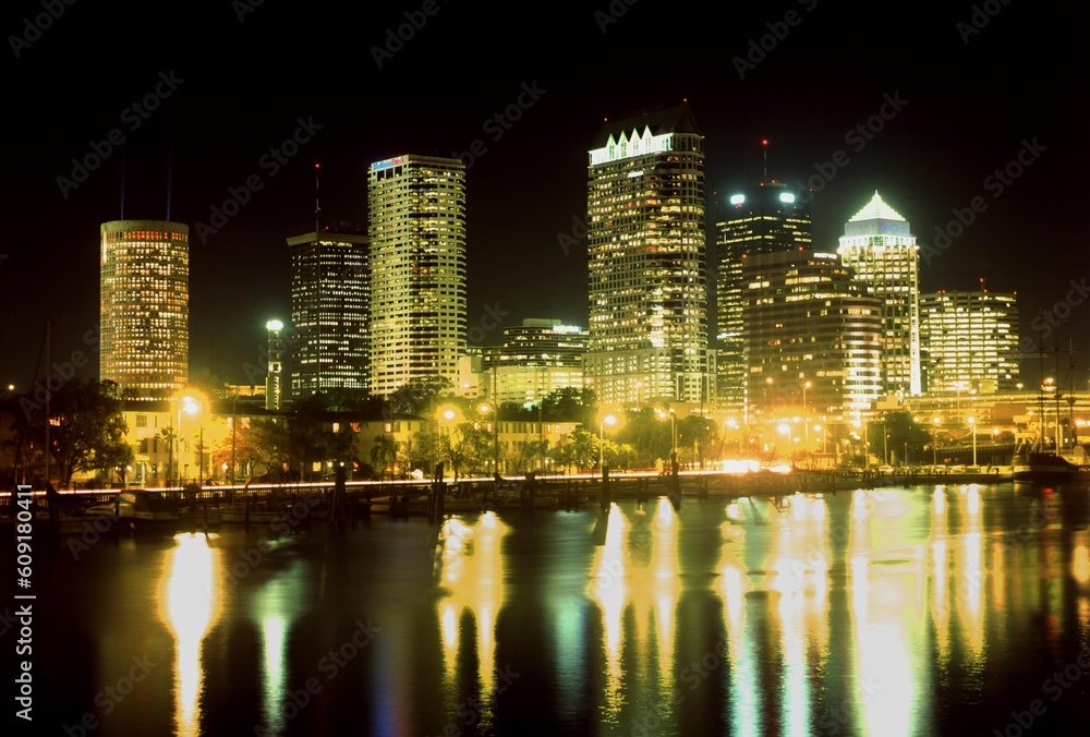 Obraz premium Night shot of Tampa skyline