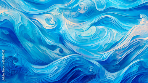 A blue background with waves. Generative AI