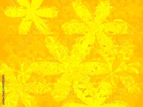 An abstract yellow background with the use of flower shapes