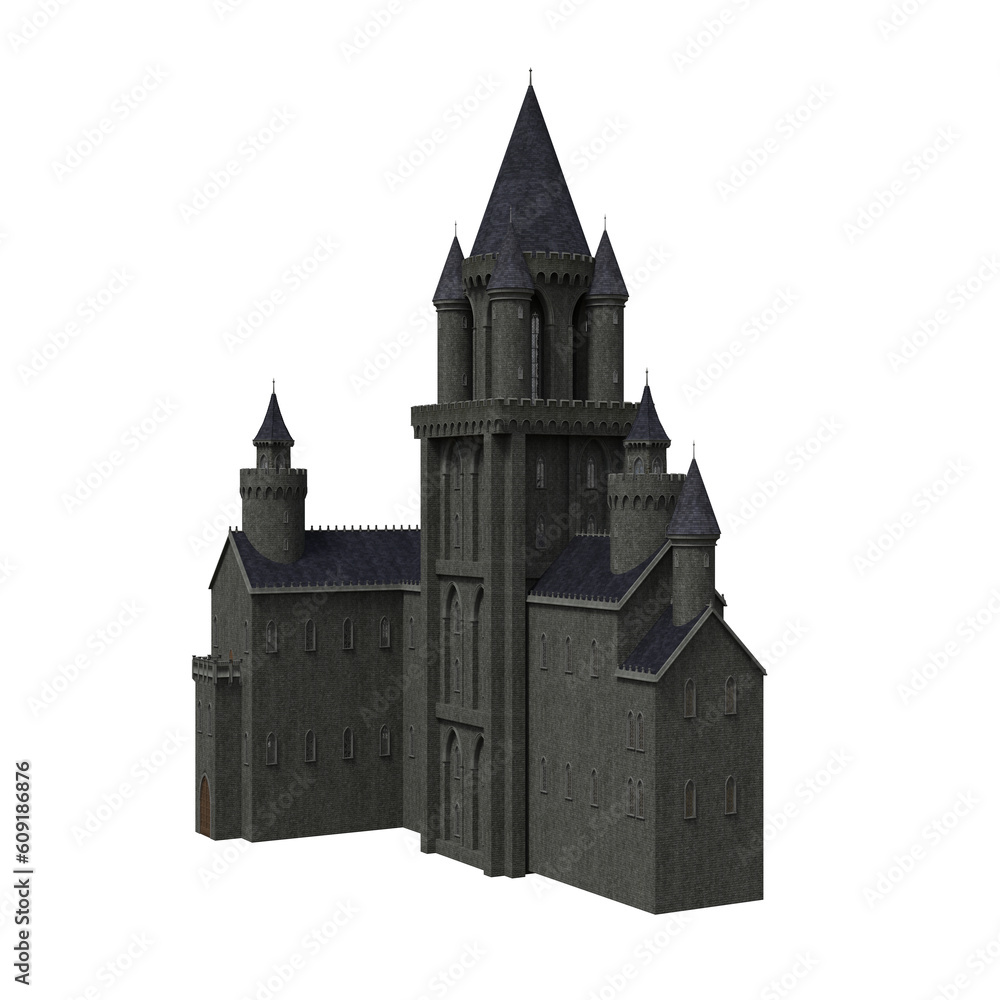 3d rendering castle structure isolated