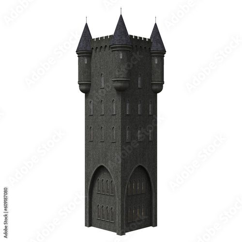 Photography 3d rendering gothic dark castle towers isolated