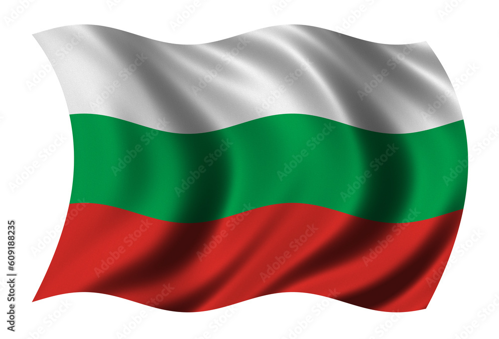 Flag of Bulgaria waving in the wind - clipping path included