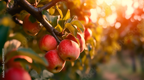 Stampa su tela Fruit farm with apple trees