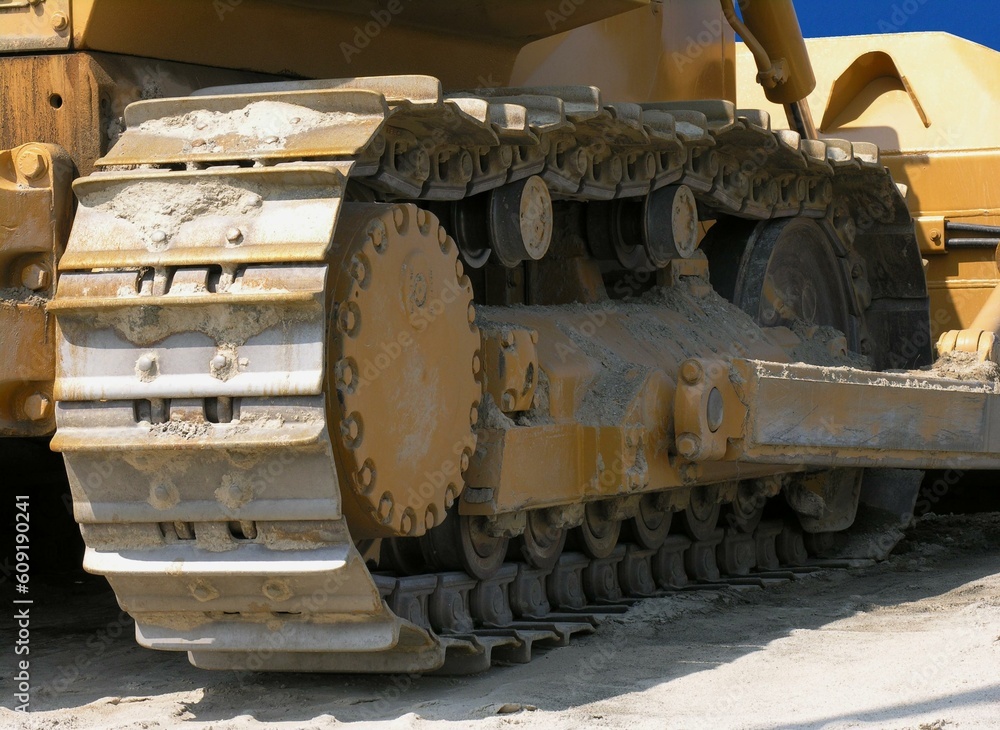 Close-up of Bulldozer track.