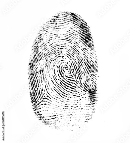 finger-print made with black ink on the white paper