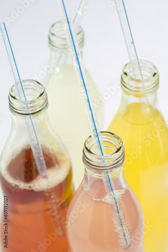 Assorted Flavored Sodas, orange, lemon, berry, pink lemonade