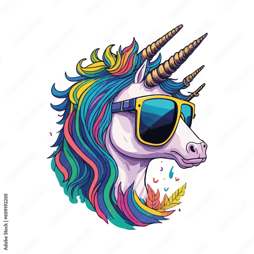 unicorn vector illustration image with glasses and light background