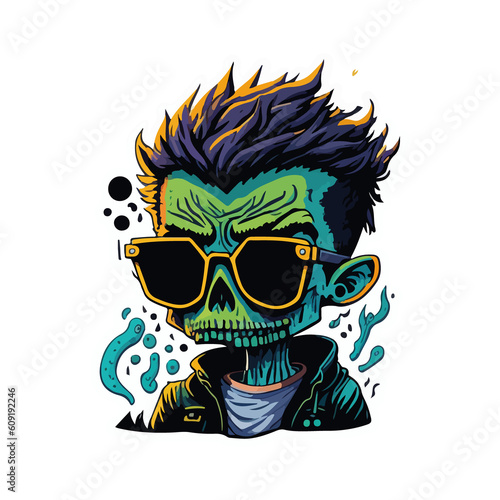 vector image of a male zombie with sticker type glasses © BRAYAN