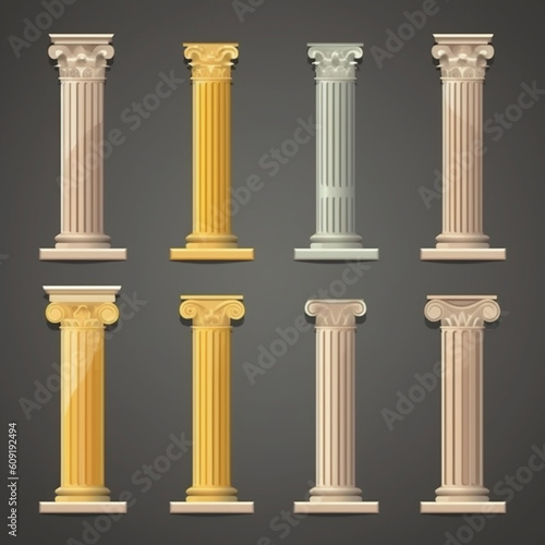 Ancient Pillar Icon Set