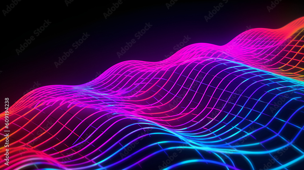 Abstract Neon Grid Waves Abstract Neon Grid Waves