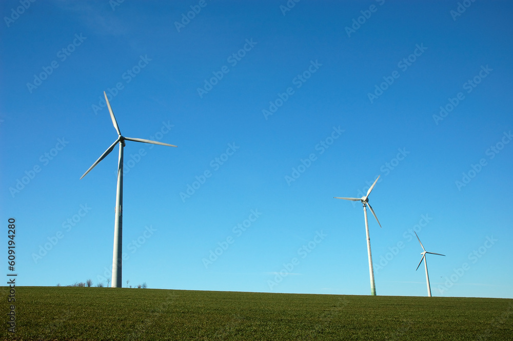 Three Windturbines and blue Sky Three Windturbines and blue Sky